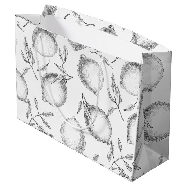 Hand drawn Lemon pattern Large Gift Bag (Back Angled)