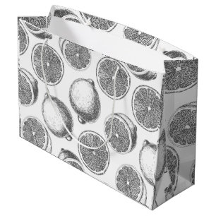 Hand drawn lemon pattern large gift bag