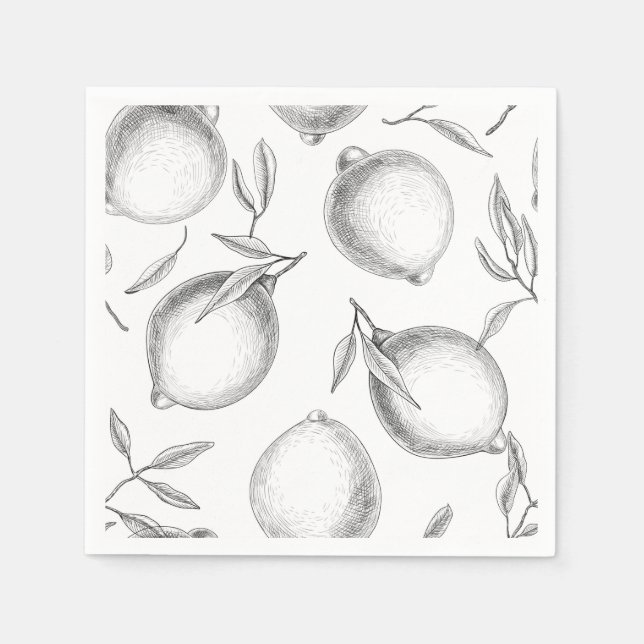 Hand drawn Lemon pattern Napkin (Front)