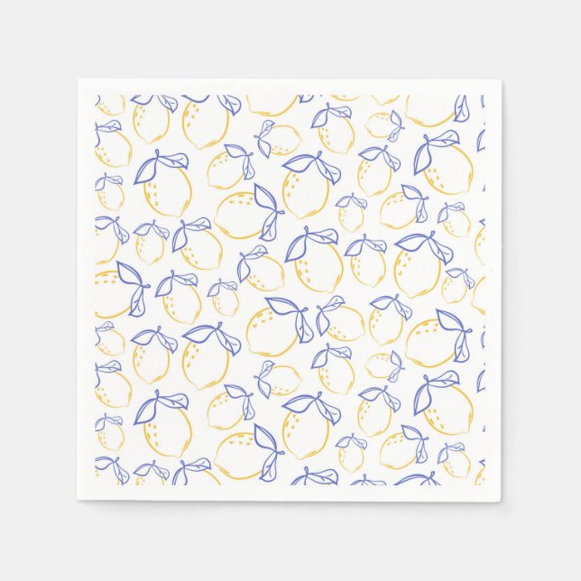 Hand Drawn Lemon Pattern Napkins (Front)