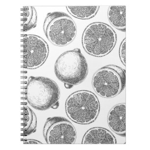Hand drawn lemon pattern notebook