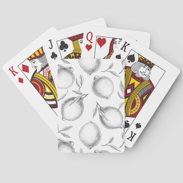 Hand drawn Lemon pattern Playing Cards (Back)