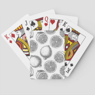 Hand drawn lemon pattern playing cards