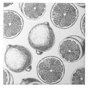 Hand drawn lemon pattern tile