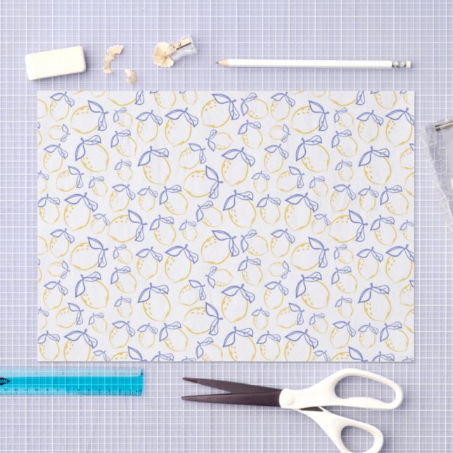 Hand Drawn Lemon Pattern Tissue Paper (Craft)