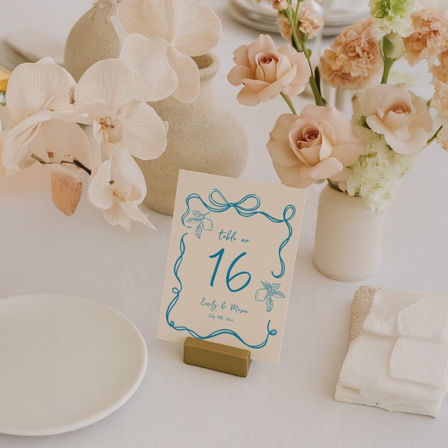 Hand Drawn Lemon Wedding 5x7 Table Number Card (Creator Uploaded)