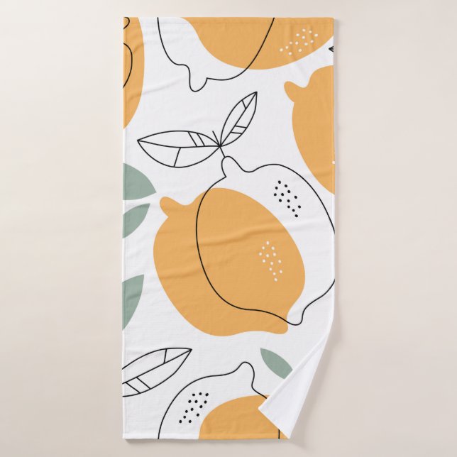 Hand drawn Lemons background. Seamless pattern wit Bath Towel (Bath Towel)