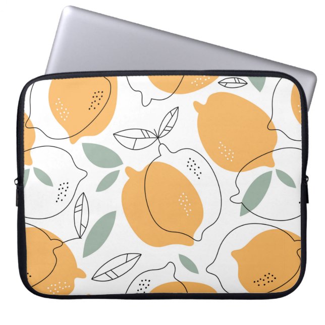 Hand drawn Lemons background. Seamless pattern wit Laptop Sleeve (Front)