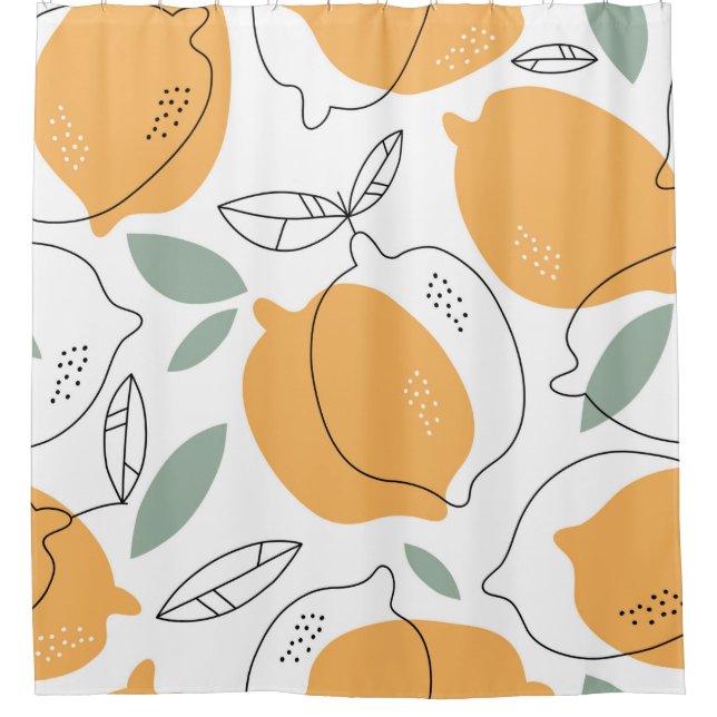 Hand drawn Lemons background. Seamless pattern wit Shower Curtain (Front)