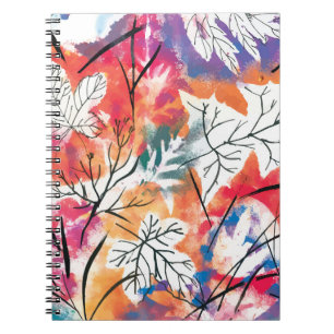 Hand Drawn Lemons, Blue Leaves Pattern. Notebook