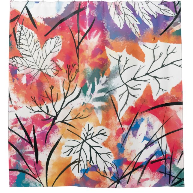 Hand Drawn Lemons, Blue Leaves Pattern. Shower Curtain (Front)