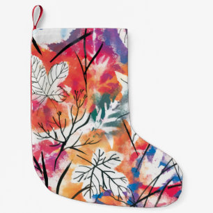 Hand Drawn Lemons, Blue Leaves Pattern. Small Christmas Stocking