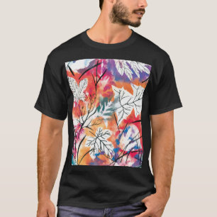 Hand Drawn Lemons, Blue Leaves Pattern. T-Shirt