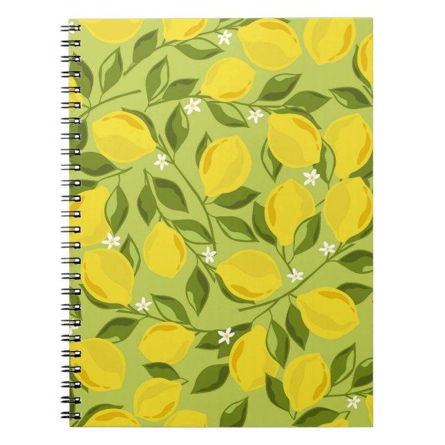 Hand Drawn Lemons Colourful Wallpaper Notebook (Front)