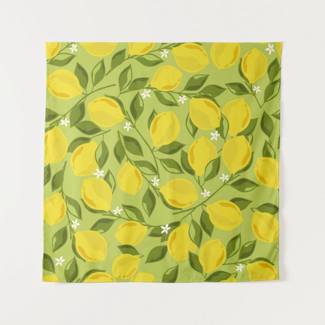 Hand Drawn Lemons Colourful Wallpaper Tapestry (Front)