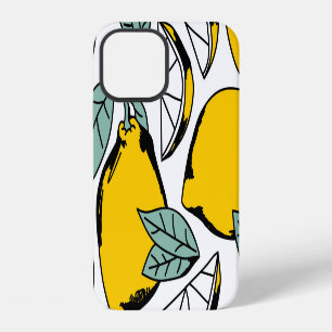 Hand drawn lemons, vibrant pattern. iPhone 12 case