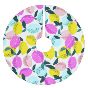 Hand Drawn Lemons Vintage Pattern Brushed Polyester Tree Skirt