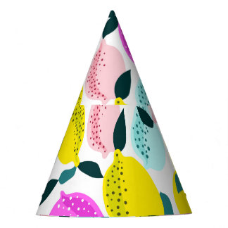Hand Drawn Lemons Vintage Pattern Party Hat