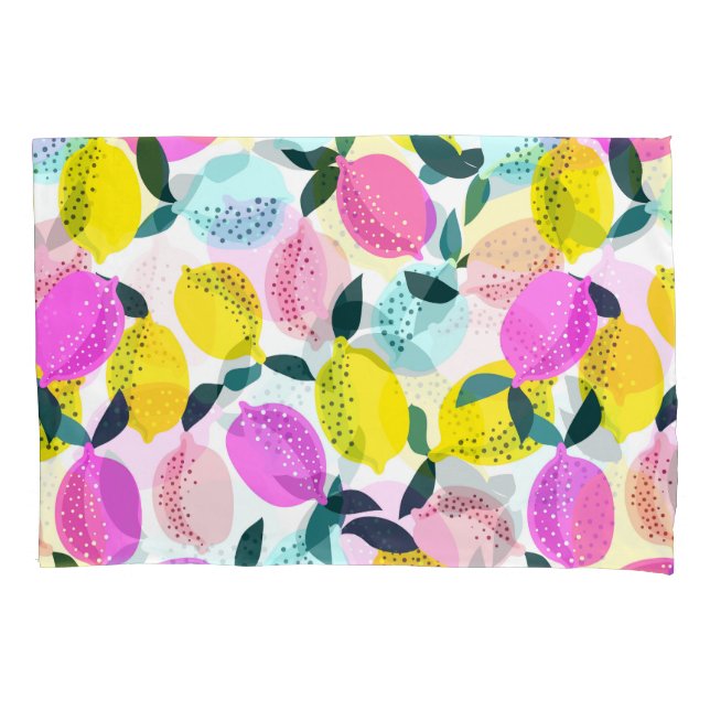 Hand Drawn Lemons Vintage Pattern Pillowcase (Front)