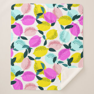 Hand Drawn Lemons Vintage Pattern Sherpa Blanket