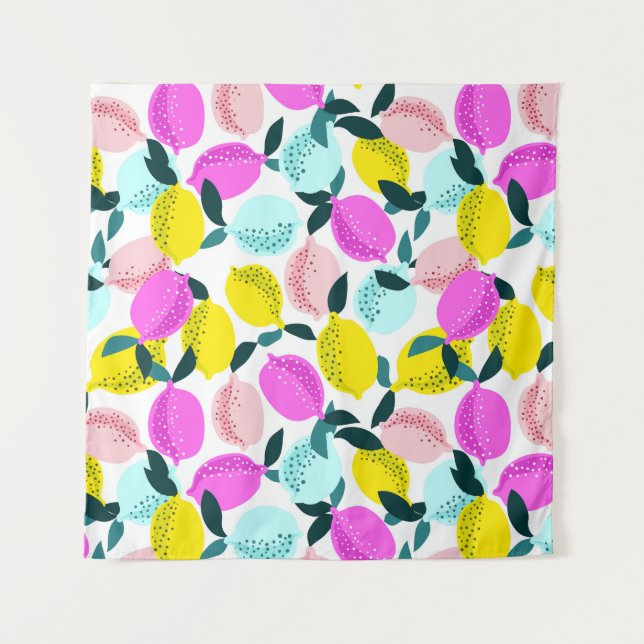 Hand Drawn Lemons Vintage Pattern Tapestry (Front)
