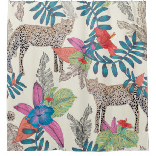 Hand drawn leopard shower curtain