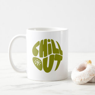 Hand-drawn lettering phrase in the shape of a ball coffee mug