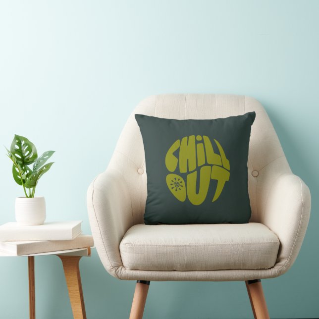 Hand drawn lettering phrase in the shape of a ball cushion (Chair)