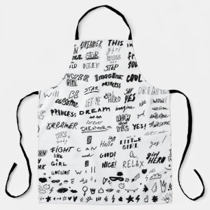 Hand-drawn lettering, typography doodle collection apron