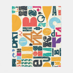 Hand-drawn letters: vintage seamless design. fleece blanket