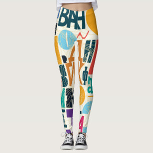 Hand-drawn letters: vintage seamless design. leggings