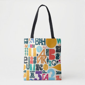 Hand-drawn letters: vintage seamless design. tote bag