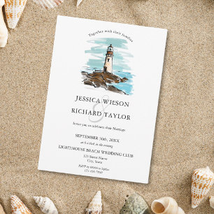 Hand Drawn Lighthouse Beach Venue Illustration Invitation