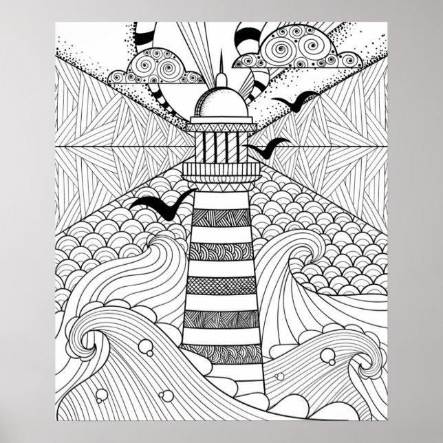 Hand Drawn Lighthouse Doodle 2 Poster (Front)