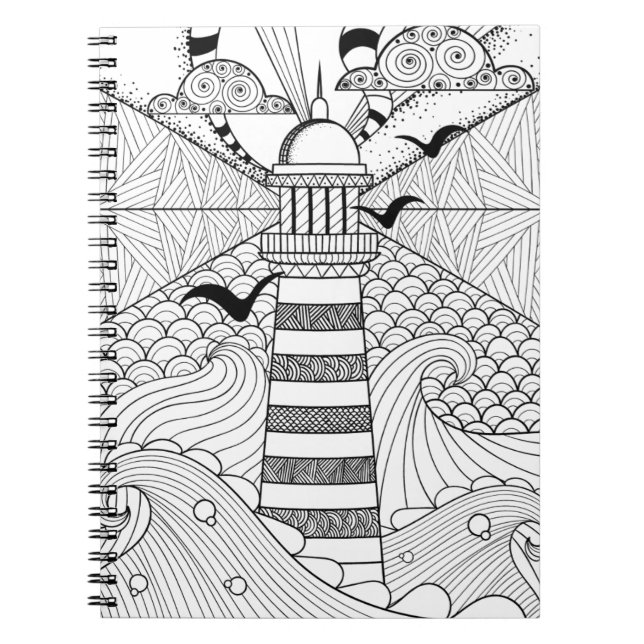 Hand Drawn Lighthouse Doodle Notebook (Front)