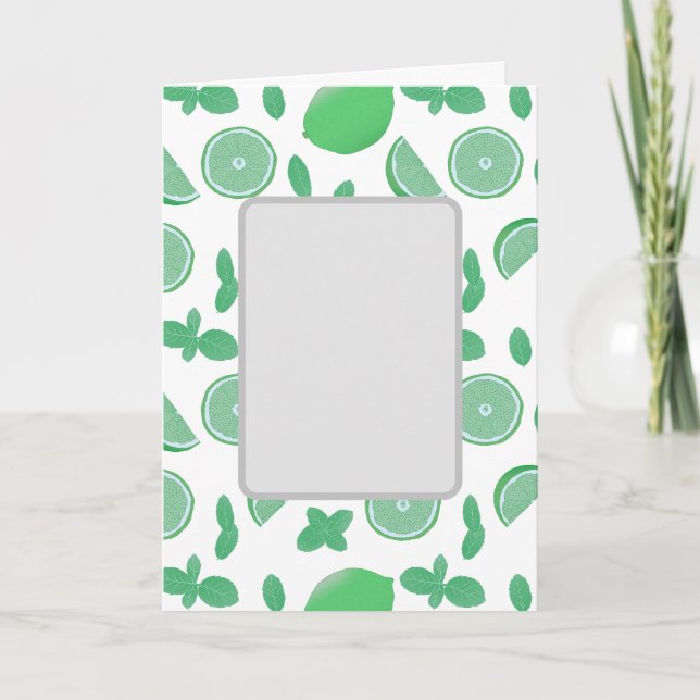 Hand Drawn Lime & Mint Botanical Greeting Card (Front)