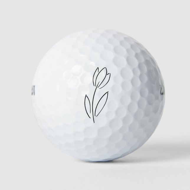 Hand Drawn Linear Tulip  Golf Balls (Front)