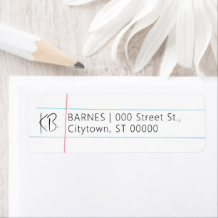 Hand Drawn Lined Paper Label Return Address Label