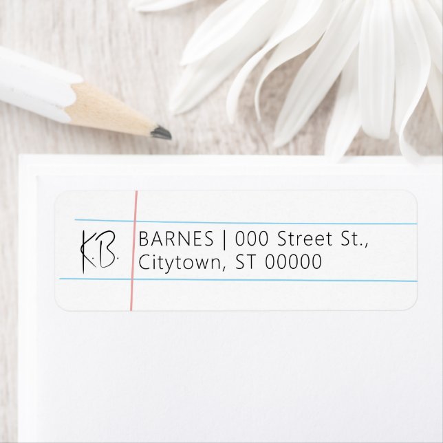 Hand Drawn Lined Paper Label Return Address Label (Insitu)