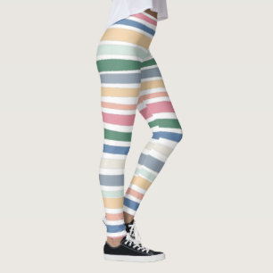 Hand Drawn Lines Colourful Striped Leggings