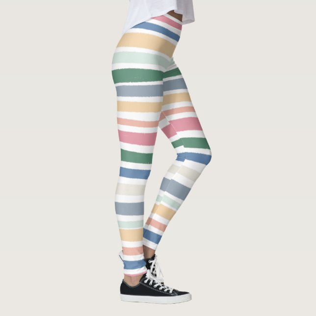 Hand Drawn Lines Colourful Striped Leggings (Right)