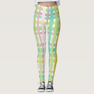 Hand Drawn Lines Colourful Striped Plaid Leggings