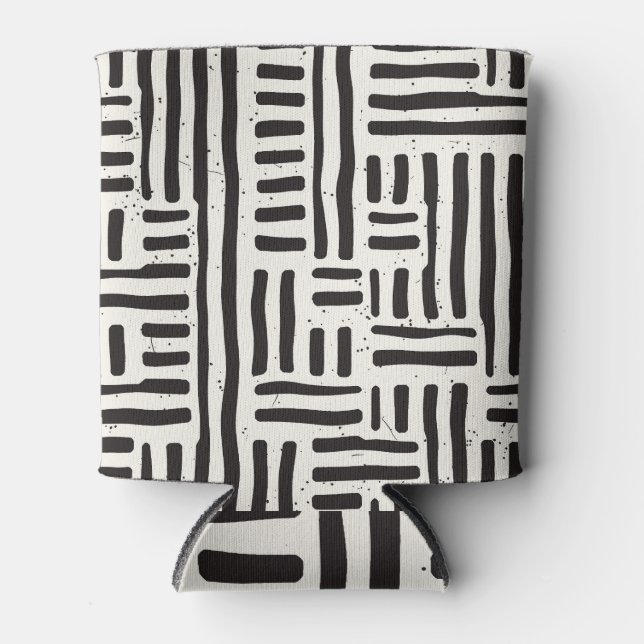 Hand-drawn lines, grungy seamless texture. can cooler (Front)