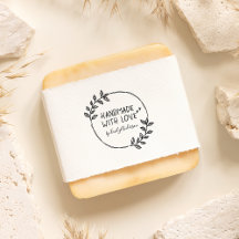 Hand-drawn Lines Leaves Handmade With Love Name