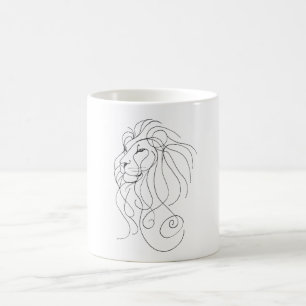 Hand Drawn Lion - Minimalist Line Art Coffee Mug