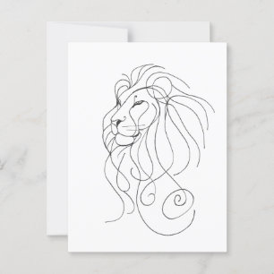Hand Drawn Lion - Minimalist Line Art Postcard