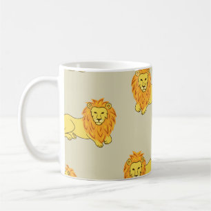 Hand-drawn lion: vintage pattern. coffee mug
