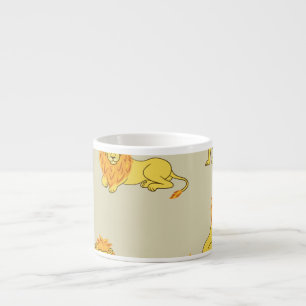 Hand-drawn lion: vintage pattern. espresso cup