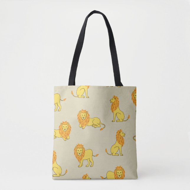 Hand-drawn lion: vintage pattern. tote bag (Front)
