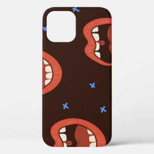 Hand-Drawn Lips: Cute Mouth Pattern. iPhone 12 Case